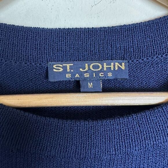 St.John Basics VTG USA Navy Blue Long Crewneck Sweater Women’s M‎ - Picture 2 of 7